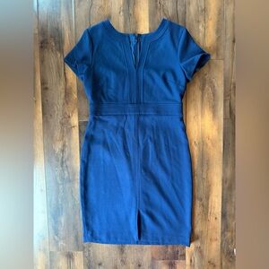 Ann Taylor Petite 6P Navy Short Sleeve Sheath Dress | Work Office Career Chic